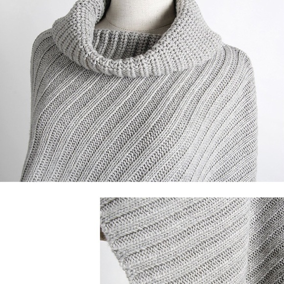 SALE✨Beautiful grey sweater poncho-OSFM✨ HP - Picture 3 of 7